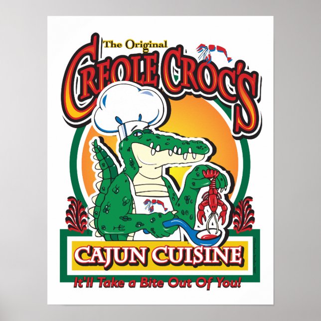 New Orleans Cajun Crocodile Poster (Front)