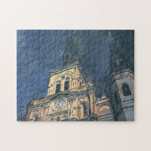 New Orleans Cathedral at Night Jig Saw Jigsaw Puzzle