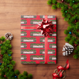 New Orleans Christmas Streetcar Wrapping Paper