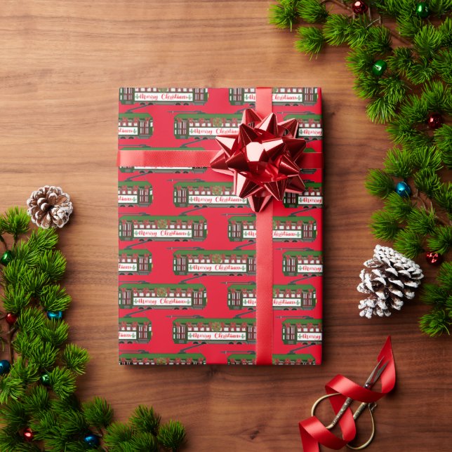 New Orleans Christmas Streetcar Wrapping Paper (Holiday Gift)