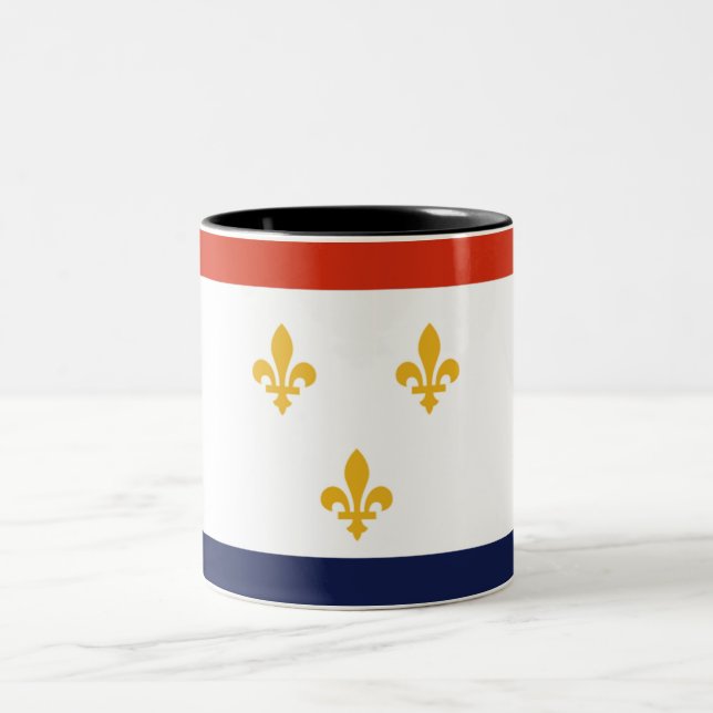 New Orleans city flag Two-Tone Coffee Mug (Center)