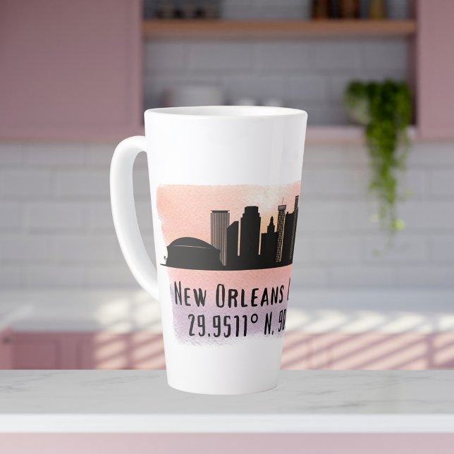 New Orleans City Skyline Latitude and Longitude   Latte Mug (Creator Uploaded)