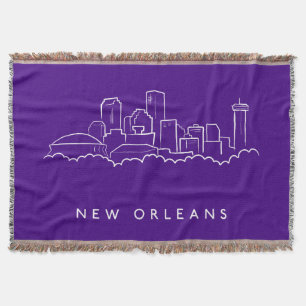 New Orleans City Skyline Throw Blanket