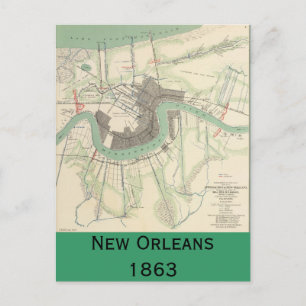 New Orleans Civil War Map 1863 Postcard