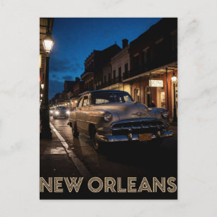🎷 New Orleans Classic Car Scene Postcard