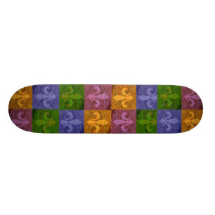 New Orleans Colourful Fleur De Lis Art Skateboard
