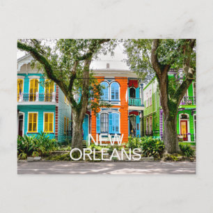 New Orleans Colourful Houses Travel Postcard