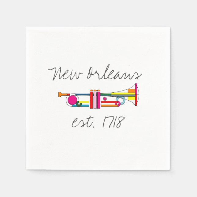 "New Orleans" Cool Jazz Trumpet Napkin (Front)