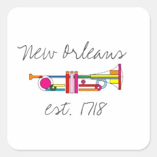 "New Orleans" Cool Jazz Trumpet Square Sticker