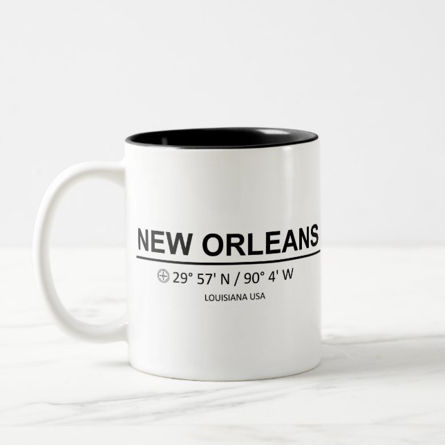New Orleans Coordinates - New Orleans Coordinaten Two-Tone Coffee Mug (Left)