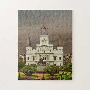 New Orleans French Quarter Church Jigsaw Puzzle