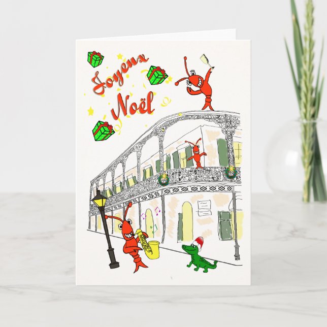 New Orleans French Quarter Joyeux Noël Holiday Card (Front)