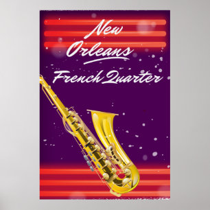 New Orleans French Quarter Saxophone travel poster