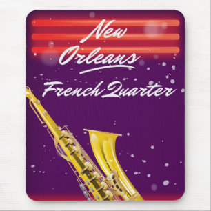 New Orleans French Quarter Saxophone travel poster Mouse Pad