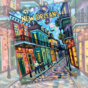 New Orleans French Quarter Van Gogh Style Travel Holiday Postcard