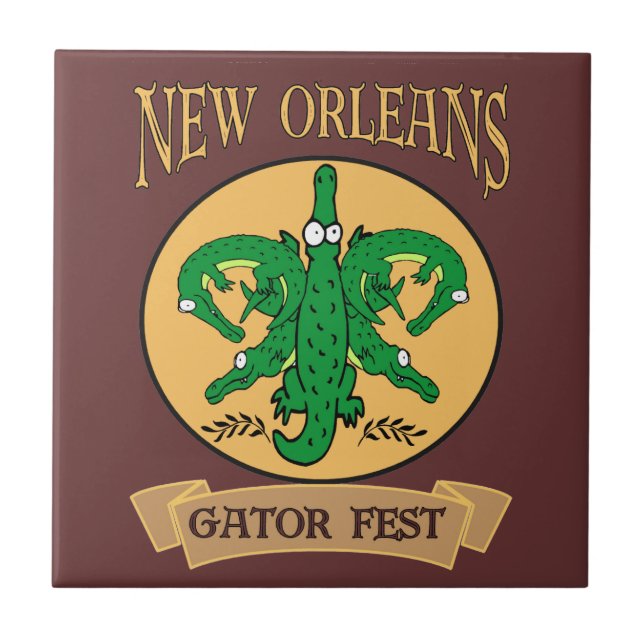 New Orleans Gator Fest Ceramic Tile (Front)