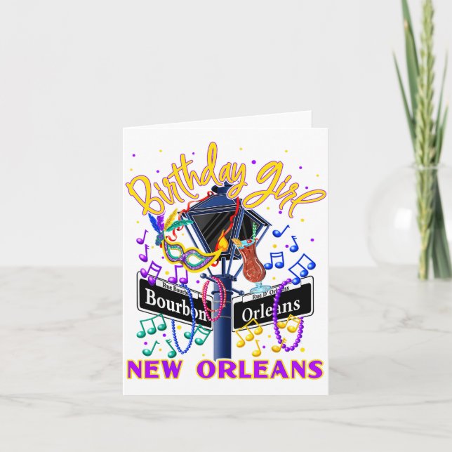 New Orleans Girls' Birthday French Quarter Girls T Card (Front)