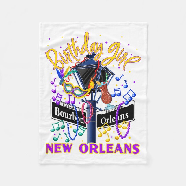 New Orleans Girls' Birthday French Quarter Girls T Fleece Blanket (Front)