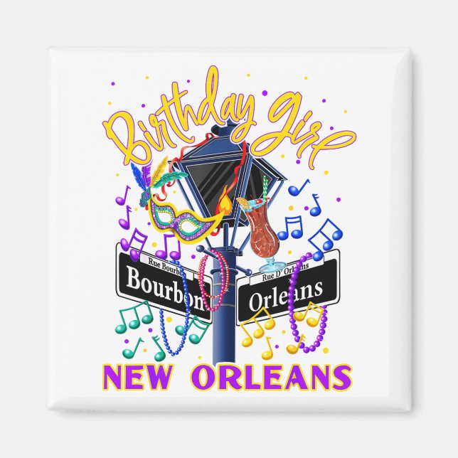 New Orleans Girls' Birthday French Quarter Girls T Magnet (Front)