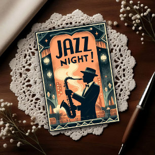 New Orleans Jazz Night – Vintage Art  Postcard