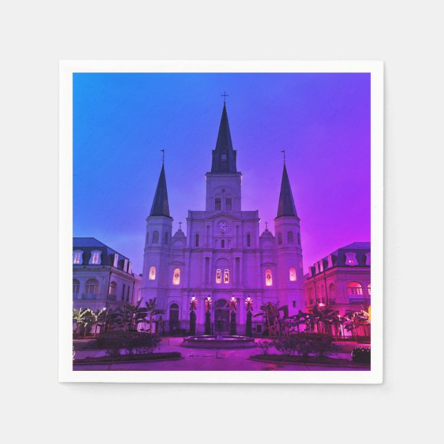 New Orleans, LA Cathedral Basilica, Jackson Square Napkin (Front)