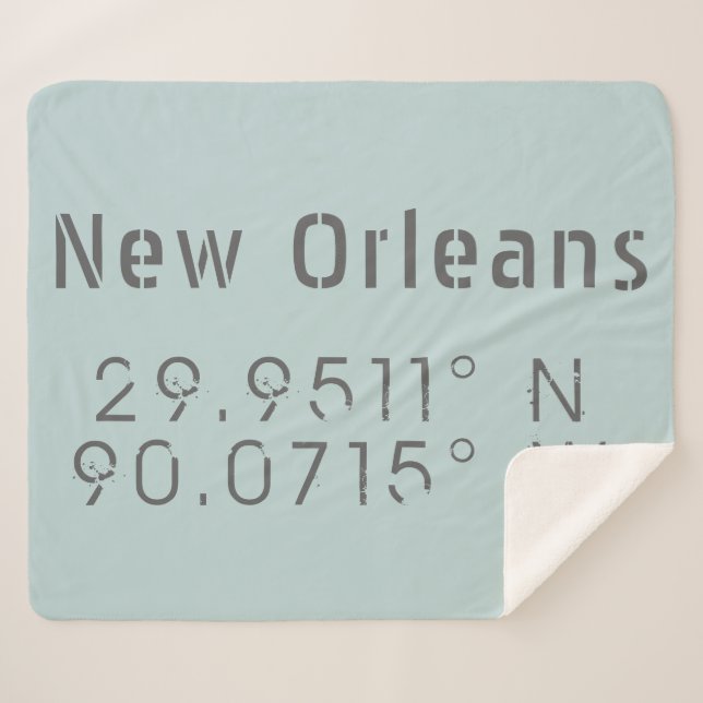 New Orleans Latitude and Longitude Sherpa Blanket (Front (Horizontal))