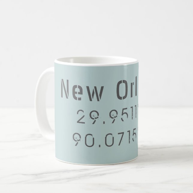New Orleans Latitude & Longitude Coffee Mug (Front Left)