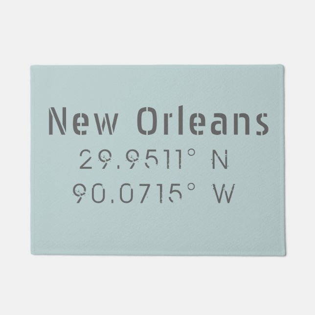 New Orleans Latitude & Longitude Doormat (Front)