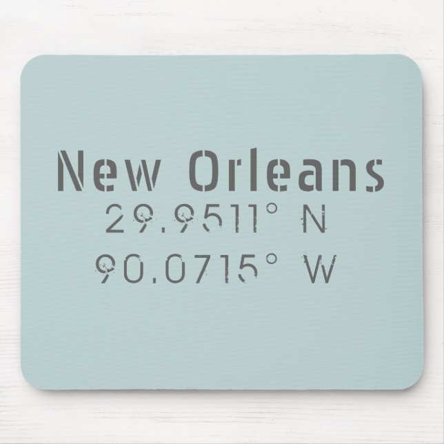 New Orleans Latitude & Longitude Mouse Pad (Front)