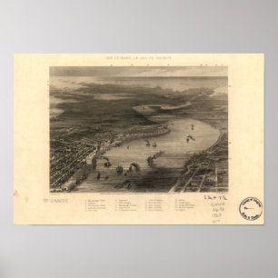New Orleans Louisiana 1863 Panoramic Map Poster