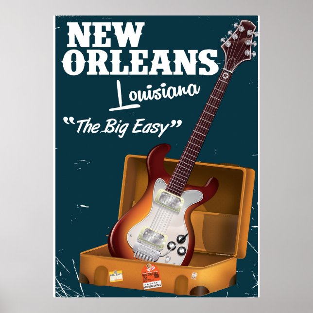 New Orleans Louisiana Electric Guitar poster (Front)