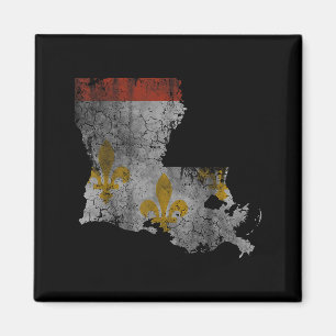 New Orleans Louisiana Flag Map Home Family Vintage Magnet