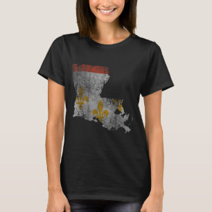 New Orleans Louisiana Flag Map Home Family Vintage T-Shirt