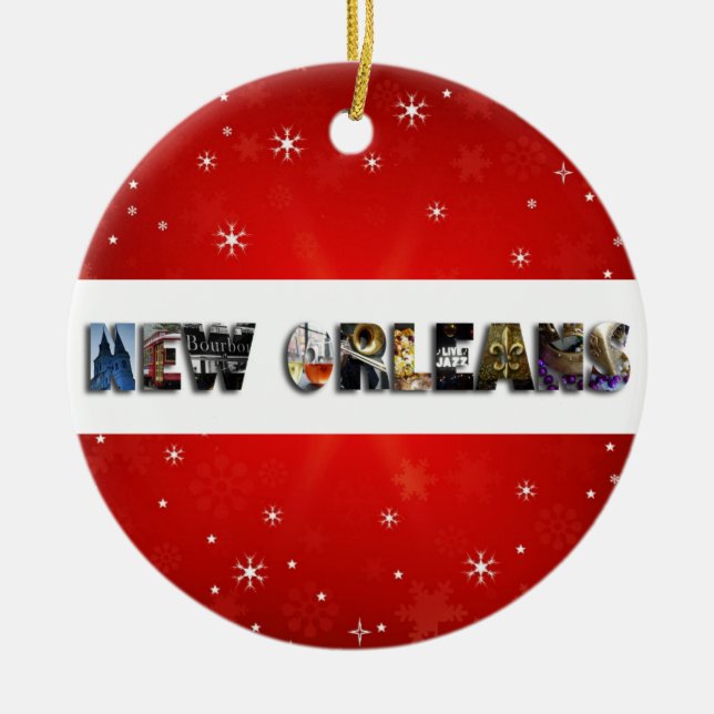 New Orleans Louisiana French Quarter Christmas Ceramic Ornament (Front)