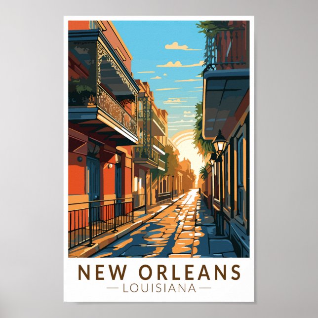 New Orleans Louisiana French Quarter Travel Art Poster (Front)