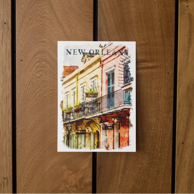 New Orleans Louisiana French Quarter Watercolor Postcard (New Orleans Louisiana French Quarter Watercolor Postcard)