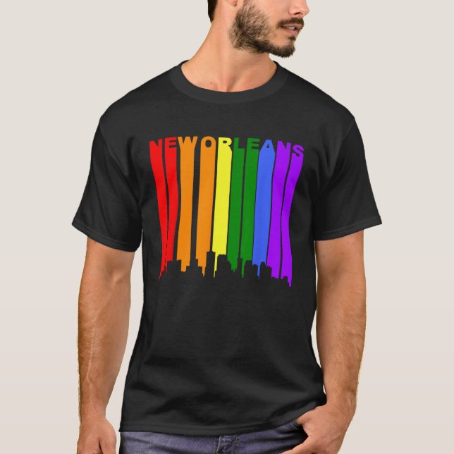 New Orleans Louisiana LGBTQ Gay Pride Rainbow Skyl T-Shirt (Front)