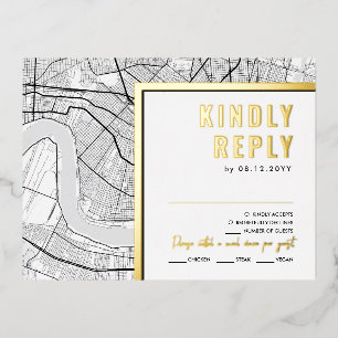 New Orleans, Louisiana Love Locator RSVP Reply Foil Invitation Postcard