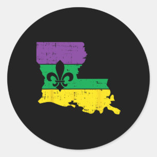New Orleans Louisiana Map Jester Funny Mardi Gras Classic Round Sticker