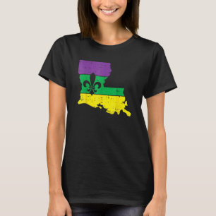 New Orleans Louisiana Map Jester Funny Mardi Gras  T-Shirt