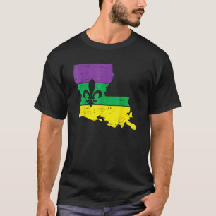 New Orleans Louisiana Map Jester Funny Mardi Gras  T-Shirt
