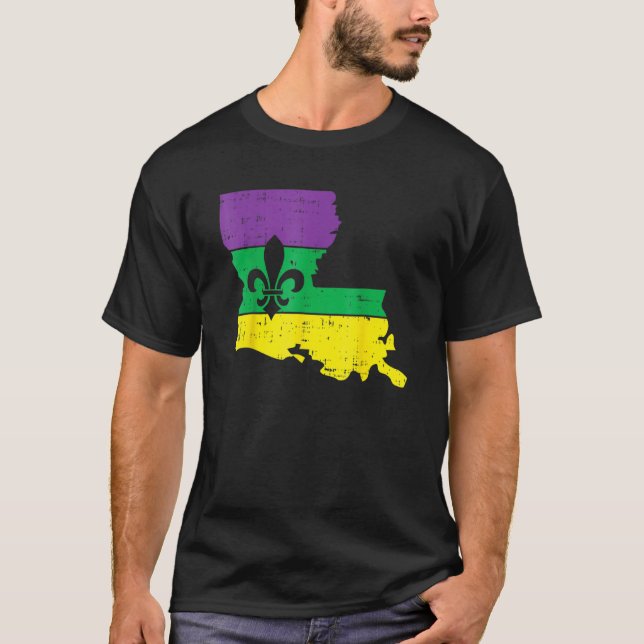 New Orleans Louisiana Map Jester Funny Mardi Gras  T-Shirt (Front)