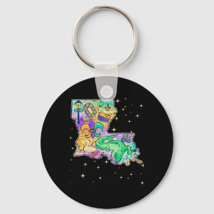 New Orleans Louisiana Map Mardi Gras Jester Funny  Key Ring