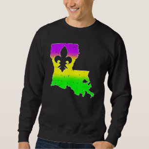New Orleans Louisiana Map Men Women Mardi Gras Car Sweatshirt