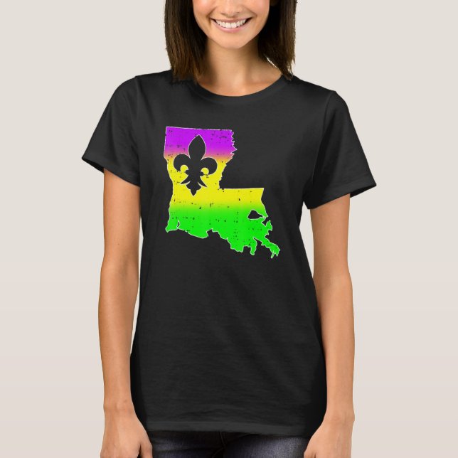New Orleans Louisiana Map Men Women Mardi Gras Car T-Shirt (Front)