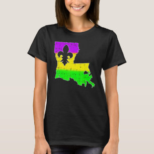 New Orleans Louisiana Map Men Women Mardi Gras Car T-Shirt
