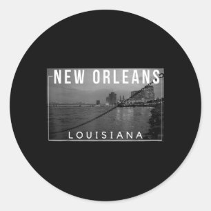 New Orleans Louisiana Mardi Gras 504 Jazz Skyline Classic Round Sticker