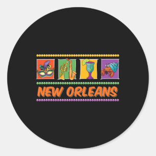 New Orleans Louisiana Mardi Gras Jazz Vintage Souv Classic Round Sticker