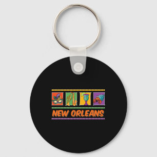New Orleans Louisiana Mardi Gras Jazz Vintage Souv Key Ring