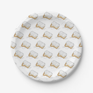 New Orleans Louisiana NOLA Sugary Beignet Pastry Paper Plate
